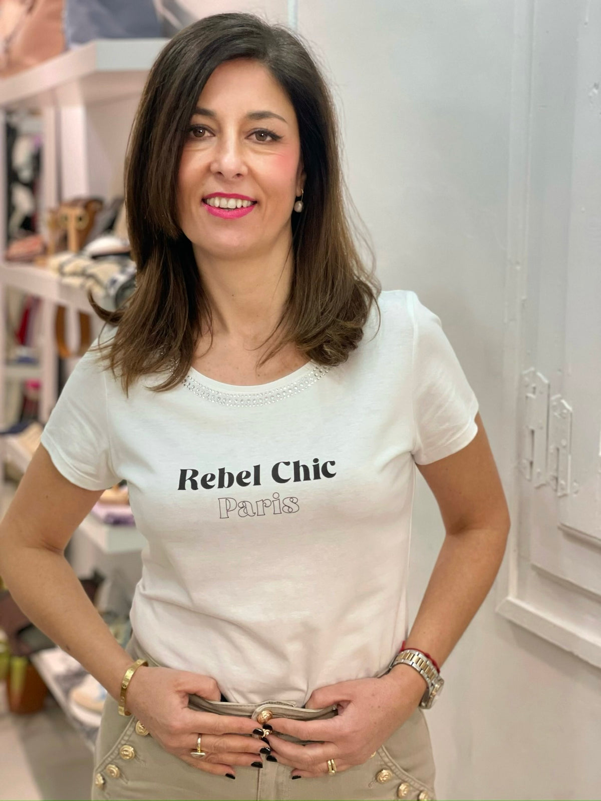 CAMISETA REBEL CHIC PARIS BLANCA