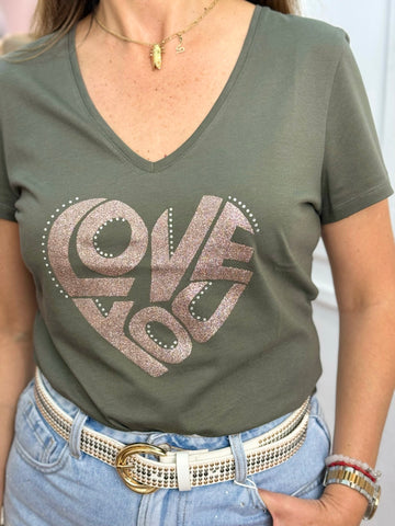 CAMISETA LOVE YOU KAKI