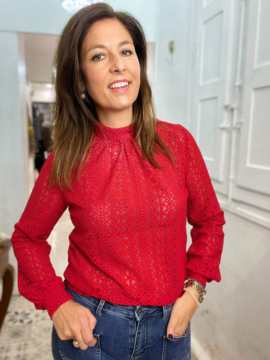 BLUSA SILVIA ROJA CALADA